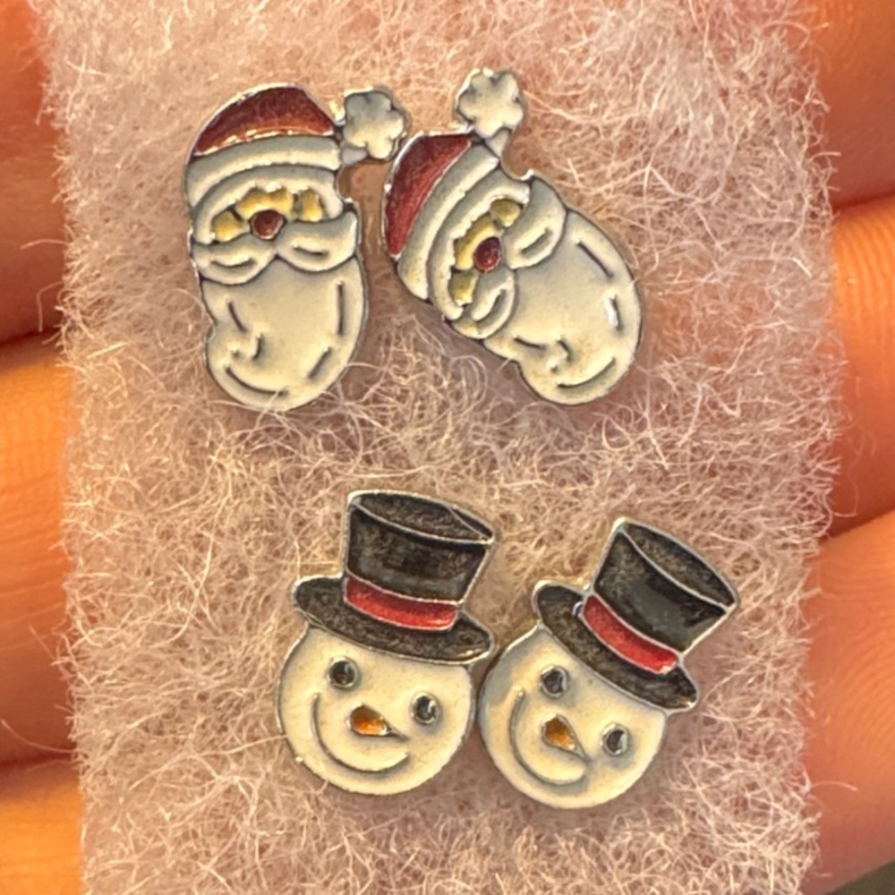 Festive Snowman and Santa Earrings